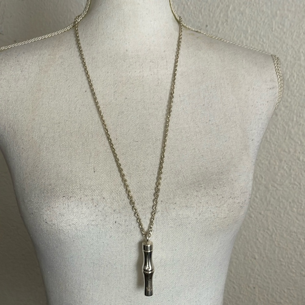 Authentic Gucci Silver Bamboo Pendant with Chain - Picture 14 of 16